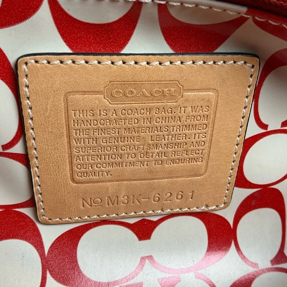 Coach Hampton Vintage‎ Nylon Vibrant Red Orange Tote Bag